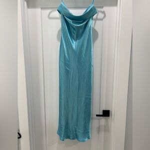 Runaway The Label Strapless Aqua Blue Satin Dress